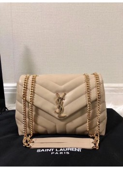  YSL LOULOU Y BAG SMALL BEIGE with Gold Hardware